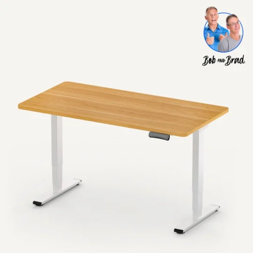 "Height adjustable desk with eco-friendly wooden top and sturdy steel legs for ergonomic furniture featured by top physical therapists"