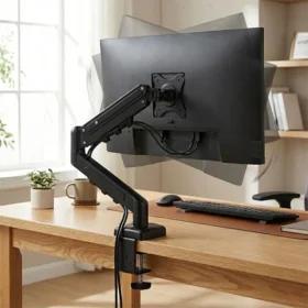 Alternative view of Single Gas Spring Monitor Arm - F5